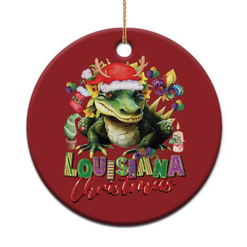 Funny Cajun Louisiana Christmas Santa's Alligator Christmas Ornament TS11