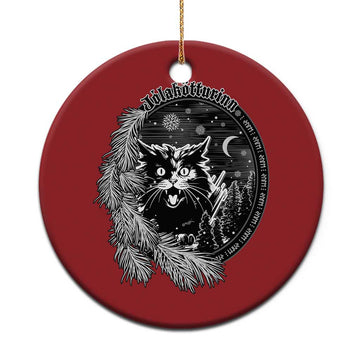 Funny Yule Black Cat Mistletoe Jolakotturinn Christmas Ornament TS11