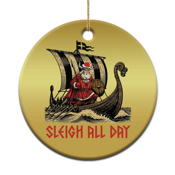 Funny Xmas Santa Viking Christmas Ornament Sleigh All Day Xmas Pagan Norse Longship TS11