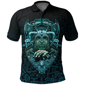 Viking Polo Shirt Odin With Fenrir RLT12
