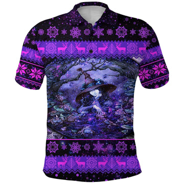 Wicca Tree Of Life With Witch Polo Shirt Christmas LT8