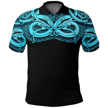 Viking Polo Shirt Best Viking Tattoo Blue RLT12