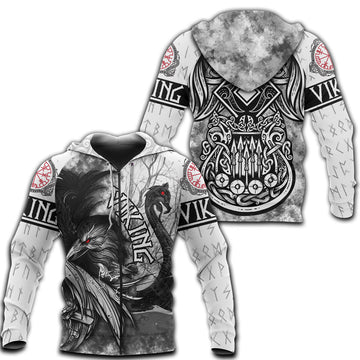 Viking Zip Hoodie - Raven and Drakkar RLT12