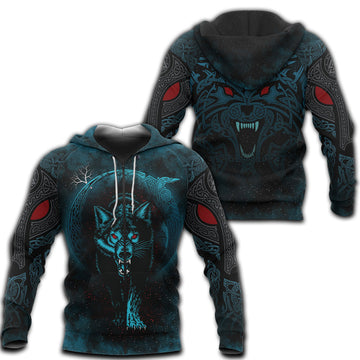 Viking Zip Hoodie - Moon Wolf Tattoo RLT12