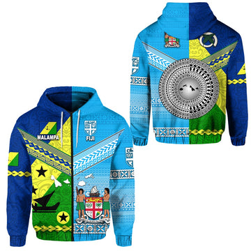 Vanuatu Malampa Province and Fiji Zip Hoodie Together LT8