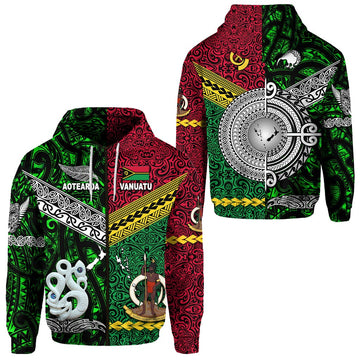 Vanuatu New Zealand Zip Hoodie Together Green LT8