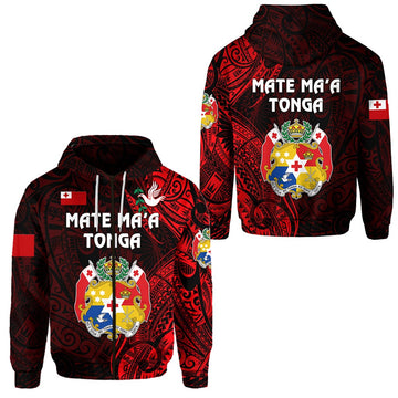 Tonga Zip Hoodie Coat Of Arms Simple Vibes Red LT8