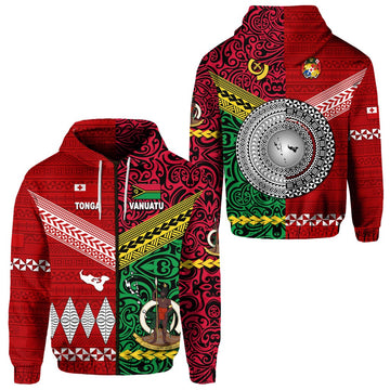 Vanuatu Tonga Zip Hoodie Polynesian Together Bright Red LT8