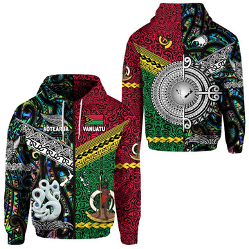 Vanuatu New Zealand Zip Hoodie Together Paua Shell LT8