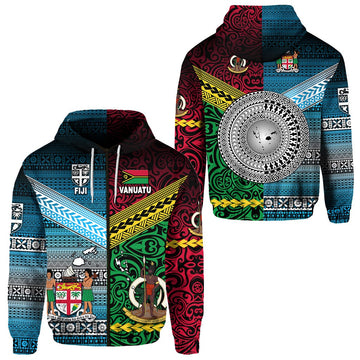 Vanuatu Fiji Zip Hoodie Together Blue LT8