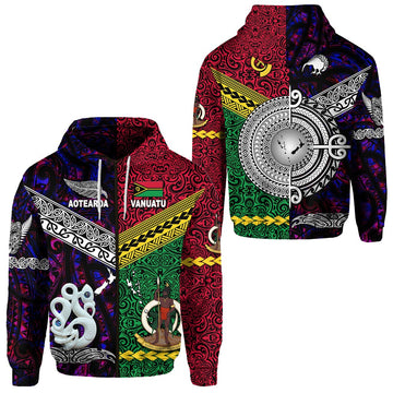 Vanuatu New Zealand Zip Hoodie Together Purple LT8
