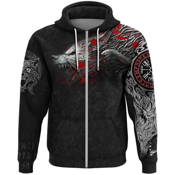 Viking Vikings Blood Zip Hoodie Fenrir Blood RLT12