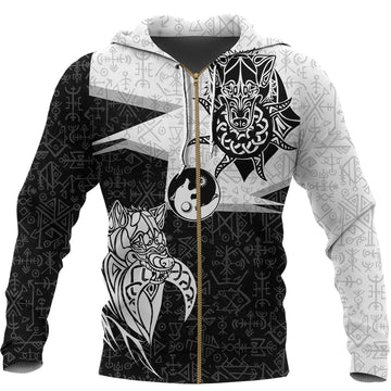 Viking Zip Hoodie - Skoll and Hati New Style RLT12