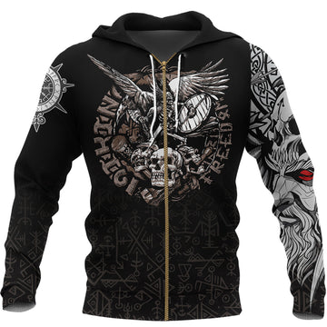 Viking Warrior Zip Hoodie Odin Tattoo RLT12