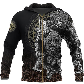 Viking Zip Hoodie Bear Claws and Viking Hammer RLT12