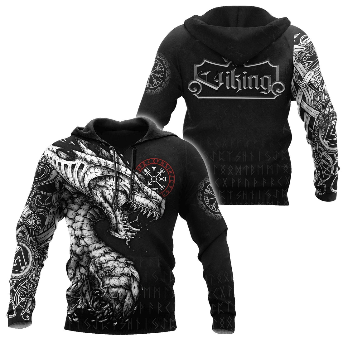 Viking Clothing Viking Dragon, Vegvisir Hoodie New RLT12
