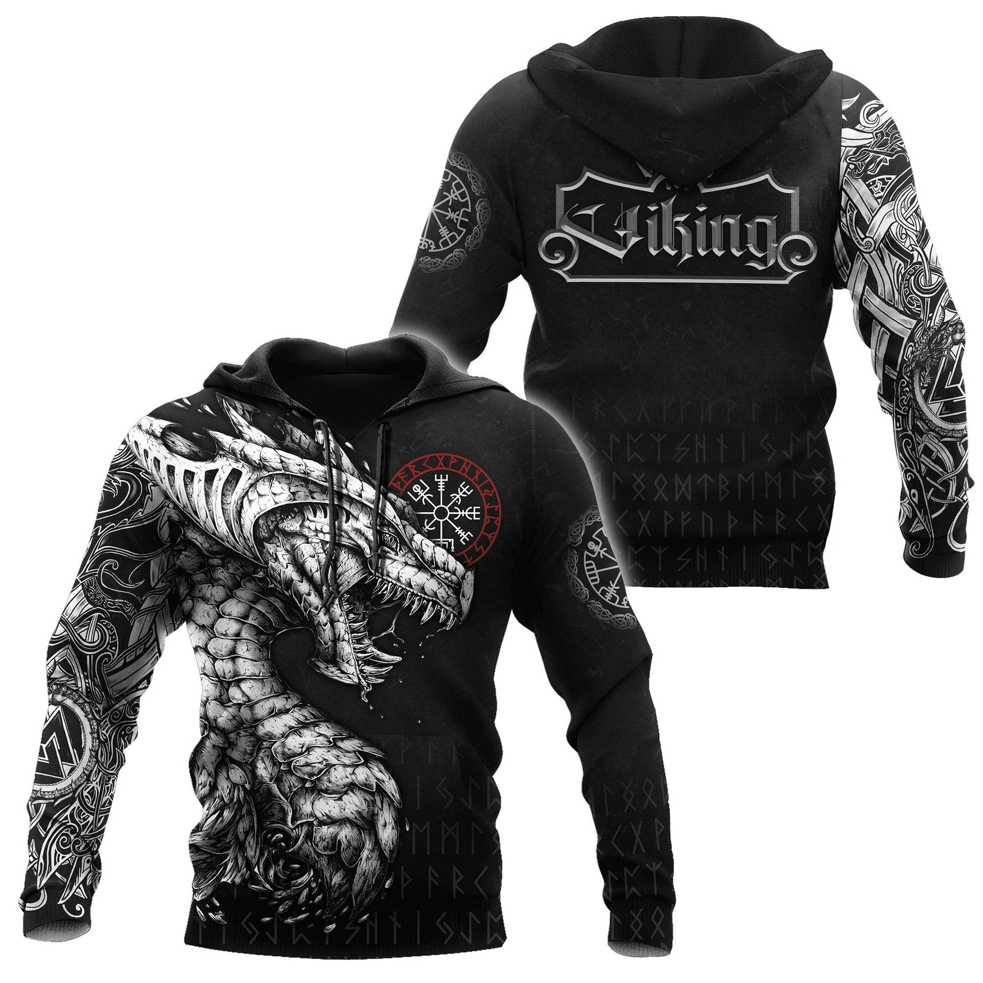 Viking Clothing Viking Dragon, Vegvisir Hoodie New RLT12
