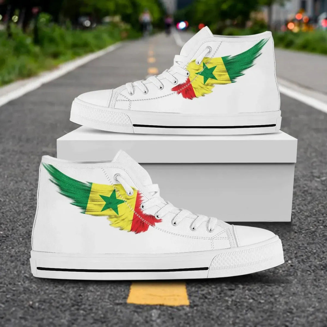 Senegal White High Top Shoes Wing Flag RLT6