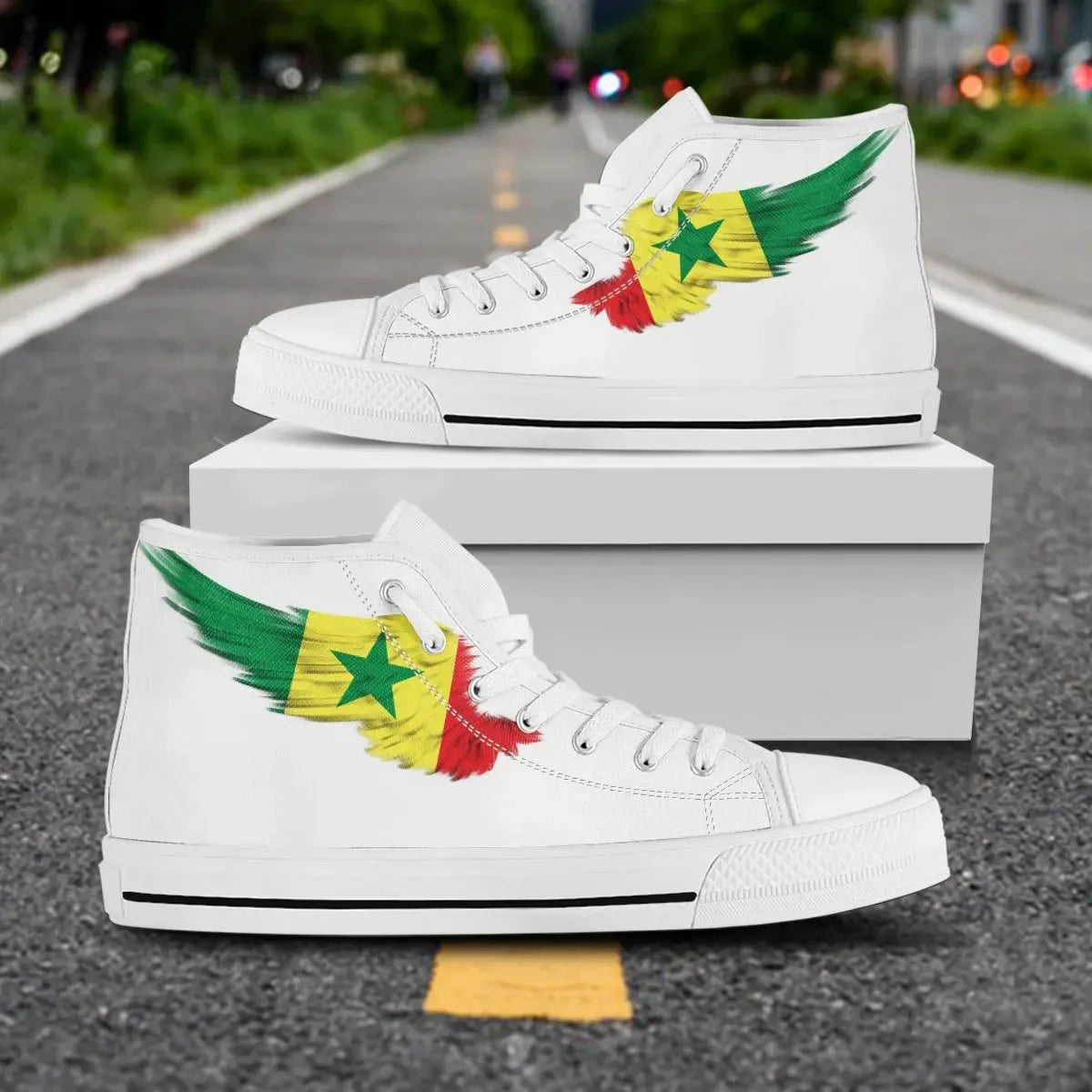 Senegal White High Top Shoes Wing Flag RLT6
