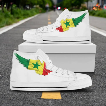 Senegal White High Top Shoes Wing Flag RLT6
