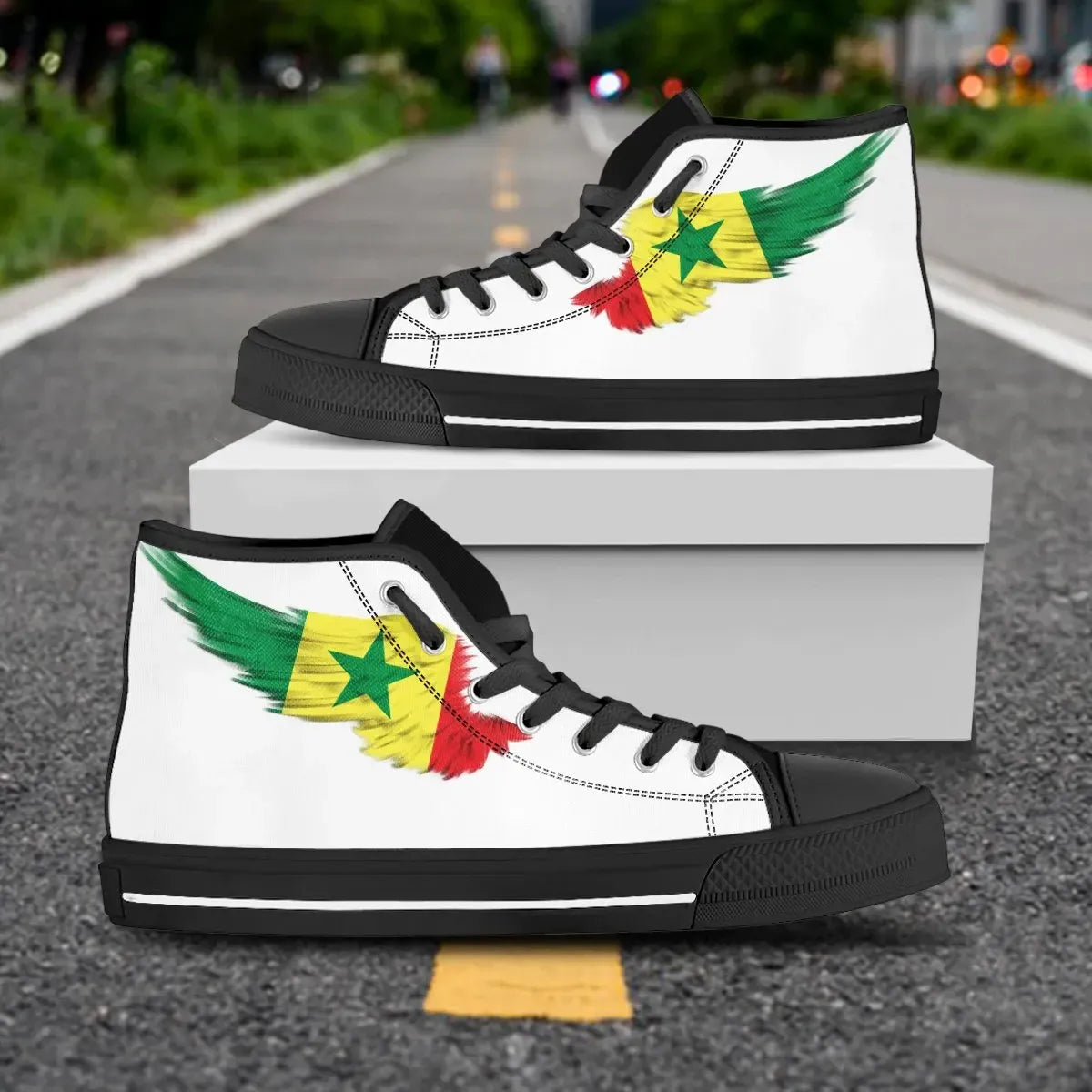 Senegal White High Top Shoes Wing Flag RLT6
