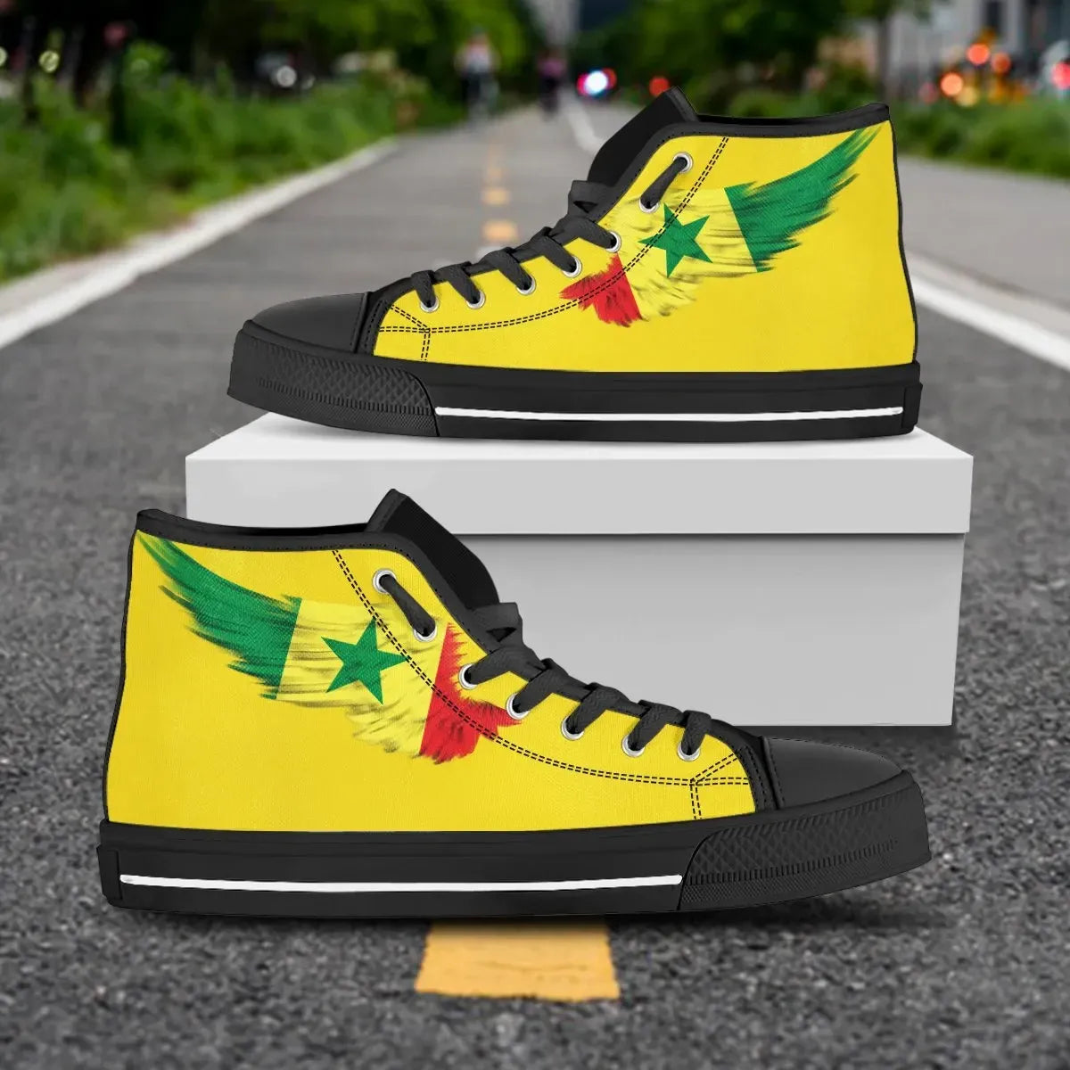 Senegal Yellow High Top Shoes Wing Flag RLT6
