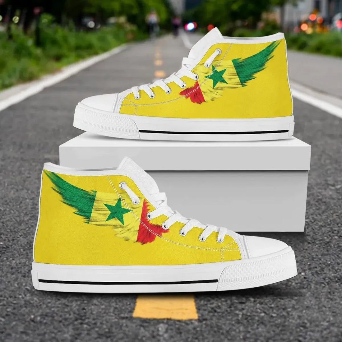 Senegal Yellow High Top Shoes Wing Flag RLT6