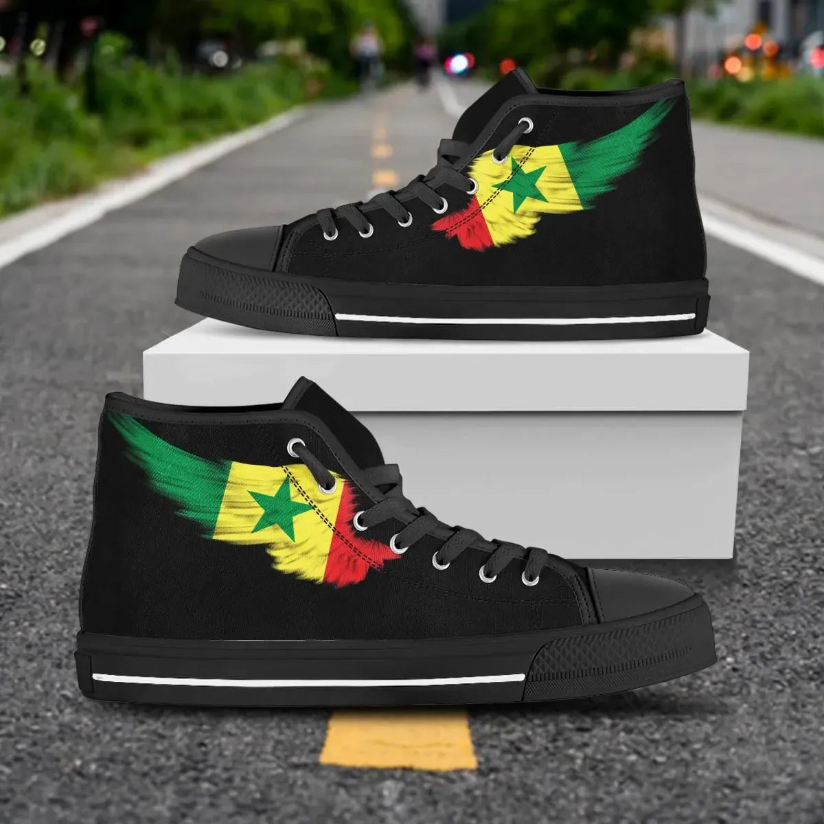 Senegal Black High Top Shoes Wing Flag RLT6