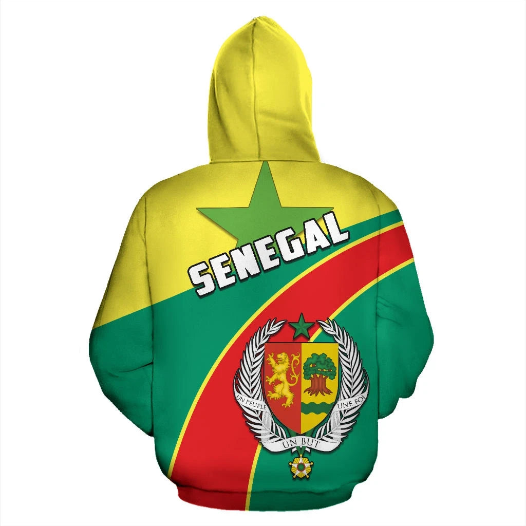 Senegal All Over Print Zip Hoodie Les Lions de la Teranga Football Style RLT6