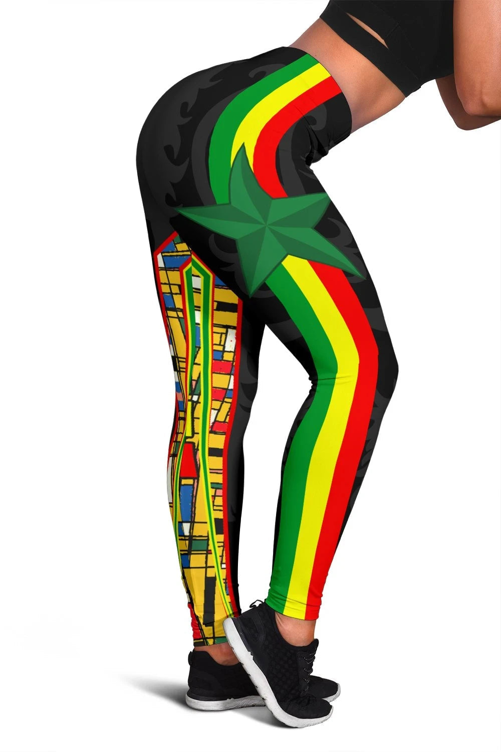 Senegal Women's Leggings Senegal Flag Color and Coat Of Arm RLT6
