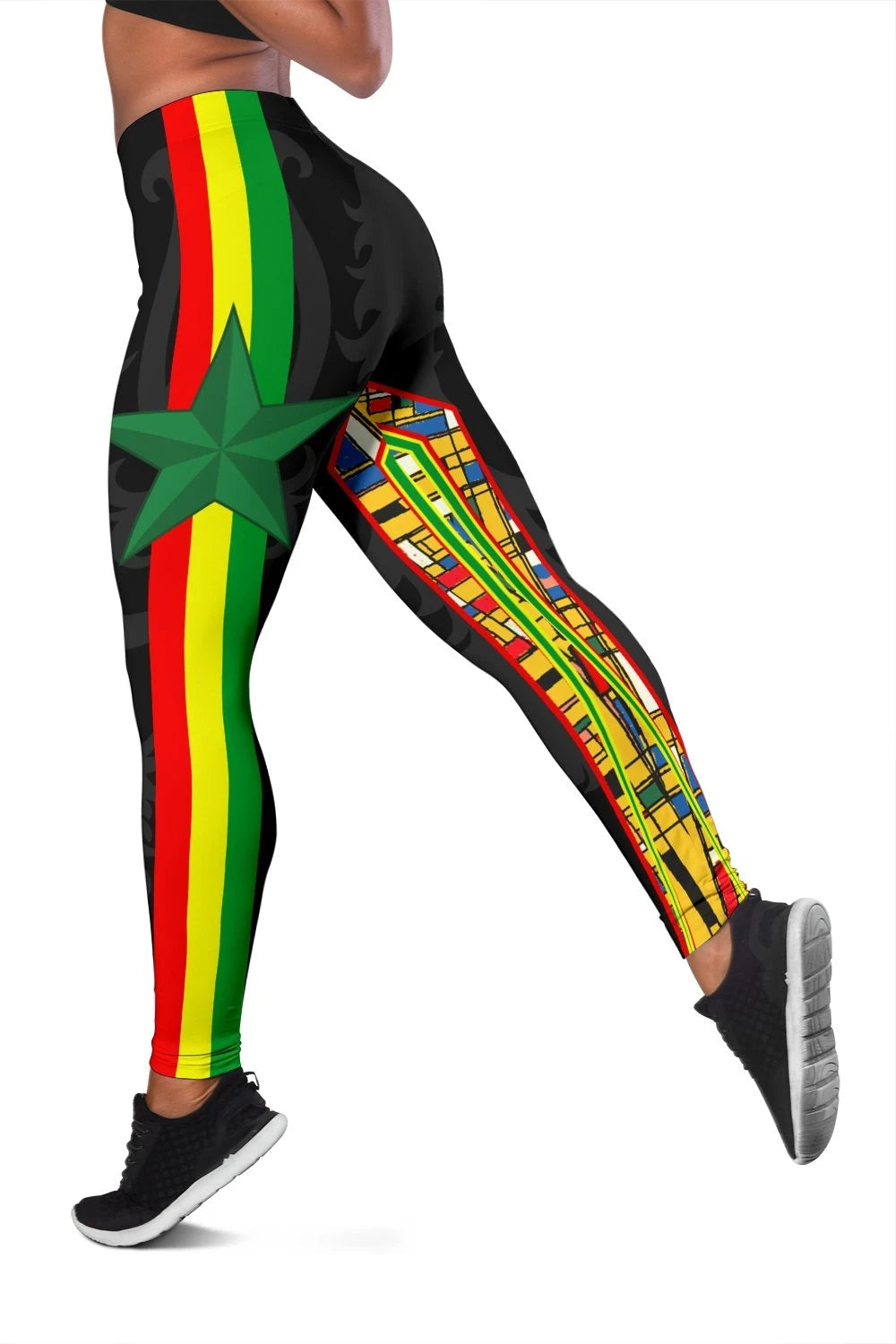 Senegal Women's Leggings Senegal Flag Color and Coat Of Arm RLT6