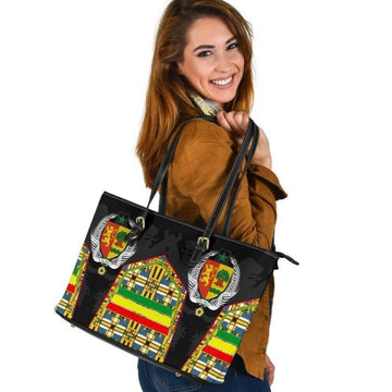 Senegal Leather Tote Bag Senegal Flag Color and Coat Of Arm RLT6