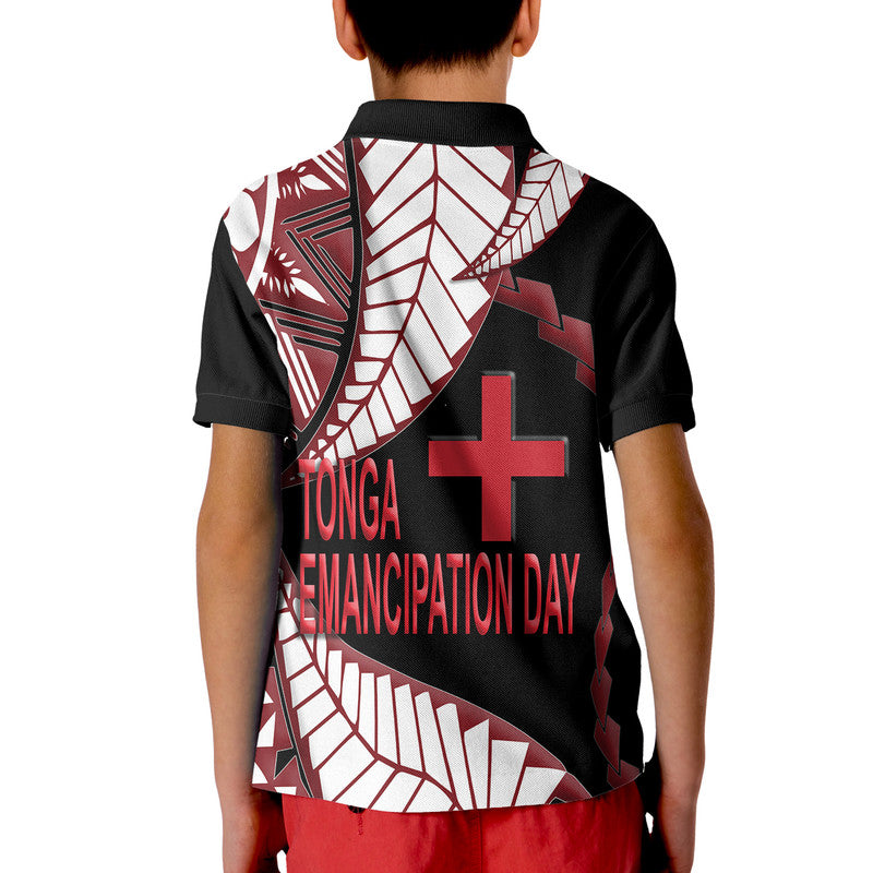 Tonga Polo Shirt Emancipation Day Kupesi Pattern No.1 Black LT9