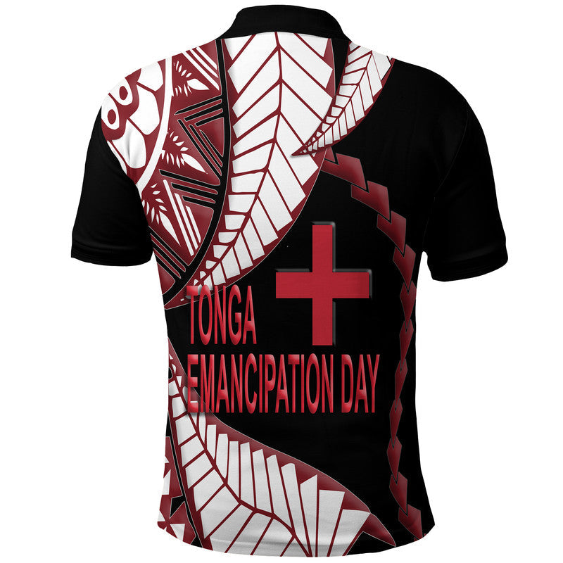 Tonga Polo Shirt Emancipation Day Kupesi Pattern No.1 Black LT9