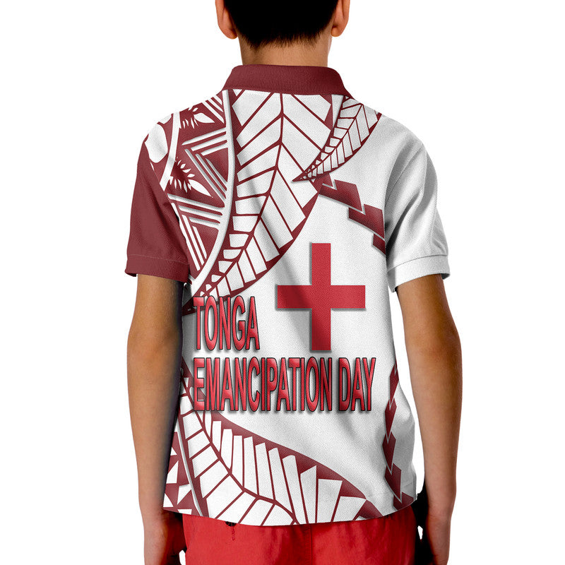 Tonga Polo Shirt Emancipation Day Kupesi Pattern No.1 White LT9