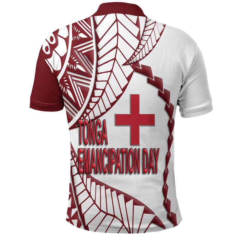 Tonga Polo Shirt Emancipation Day Kupesi Pattern No.1 White LT9