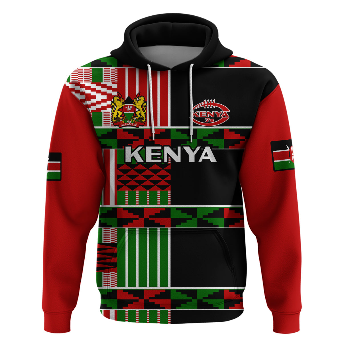Custom Kenya Rugby Sevens Kenyan Pattern Version Hoodie LT14