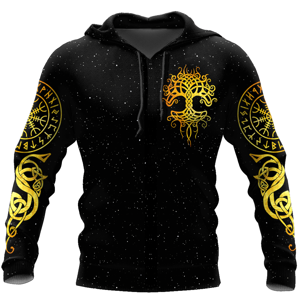 Viking Clothing Gold Tree Of Life Viking Hoodie RLT12