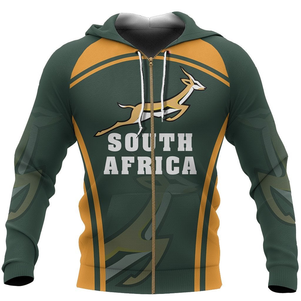 African Hoodie South Africa Springbok Zipper Hoodie Sport Style