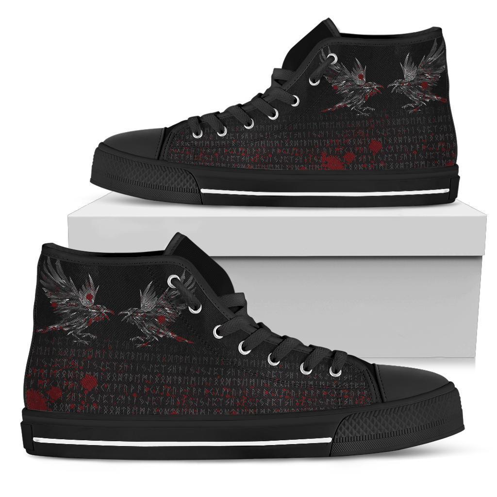 Viking High Top Shoes Odin Huginn and Muninn Rune Blood RLT12