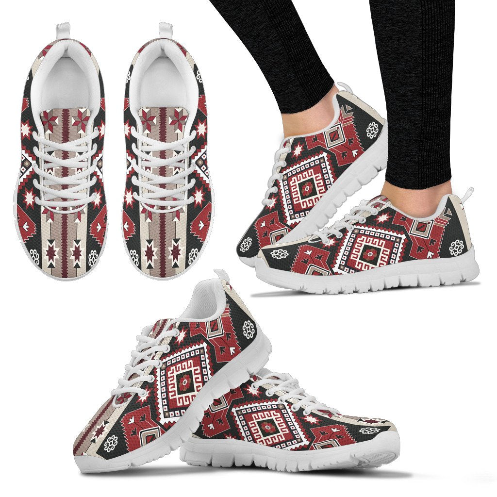 Ethnic Red Gray Pattern Native American Sneaker LT10