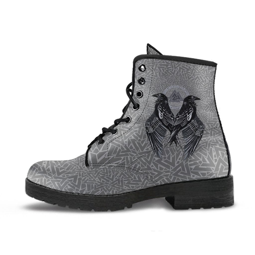 Viking Leather Boots Raven Valknut RLT12