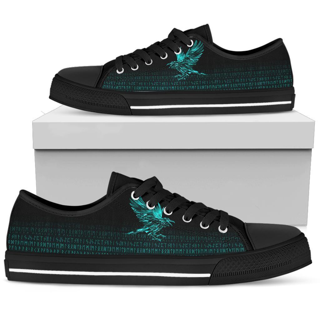 Viking Low Top Shoes The Raven Of Odin Rune Cyan RLT12