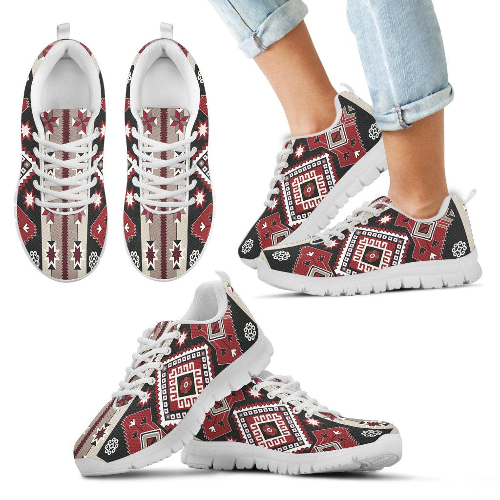 Ethnic Red Gray Pattern Native American Sneaker LT10