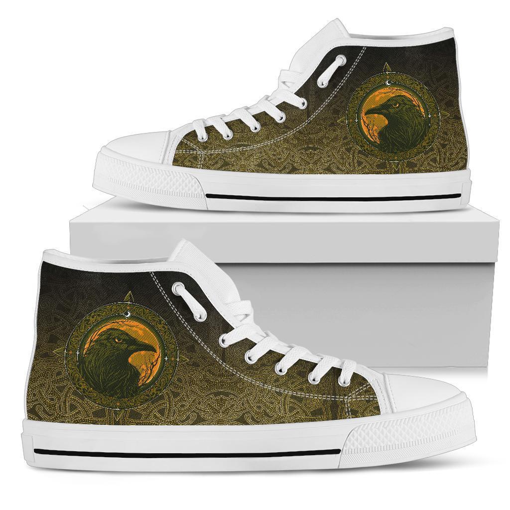 Viking High Top Shoes, Ethnic Odin Raven Gold RLT12