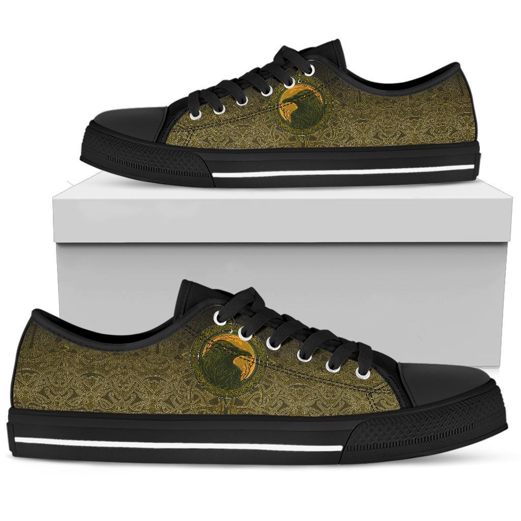 Viking Low Top Shoes, Ethnic Odin Raven Gold RLT12