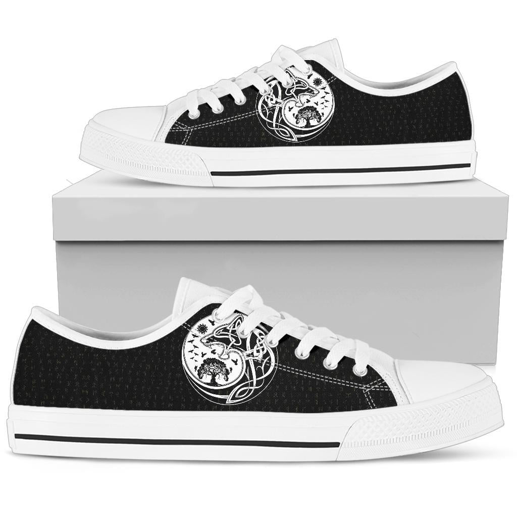 Viking Low Top Shoes, Skoll and Hati Rune Tattoo RLT12