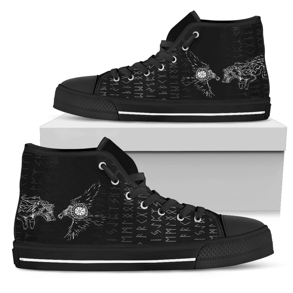 Viking High Top Shoes Raven and Wolf Special Tattoo RLT12