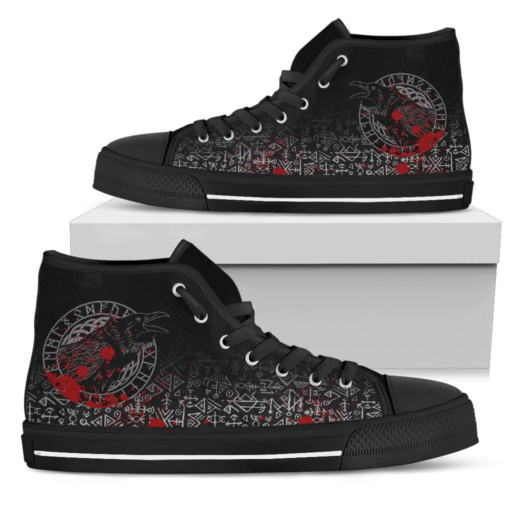 Viking High Top Shoes Odin Raven Rune Futhark Blood RLT12