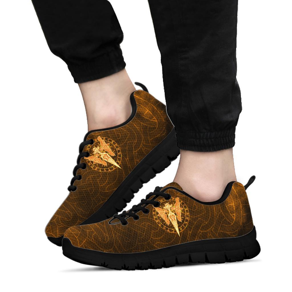 Viking Sneakers Gold Spear Of The God Odin - Gungnir and Two Gold Ravens RLT12